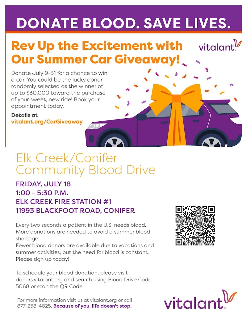 July 18 2025 Blood Drive at Elk Creek Fire Station 1
