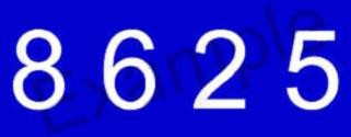 Address sign for house with numbers 8625 on blue background