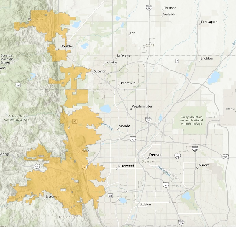 Map of potential power outages by XCel Energy Colorado for December 17, 2025
