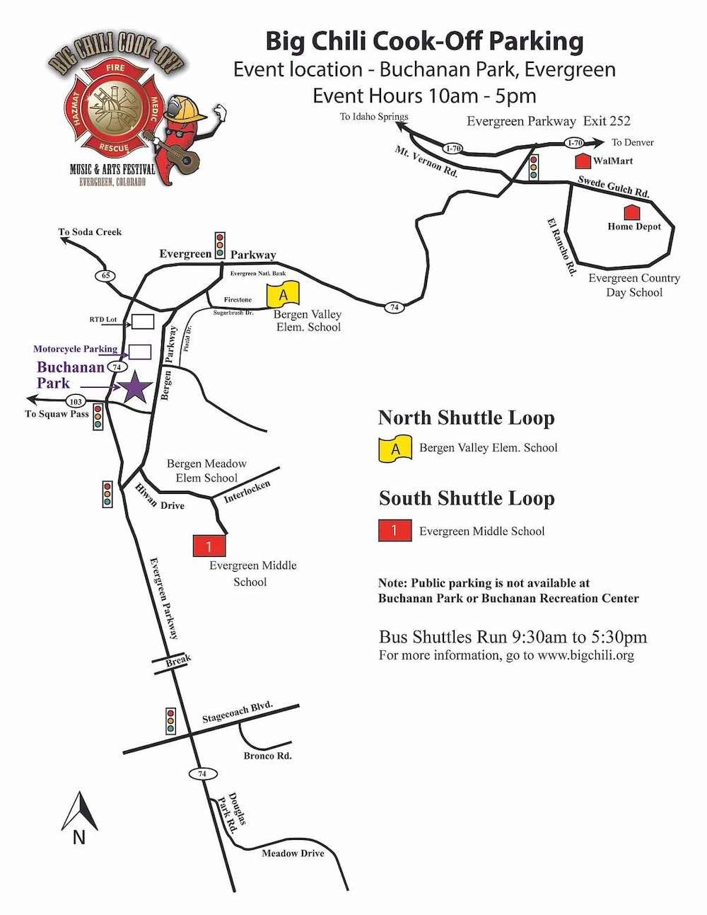 Big Chili Cook Off Parking and Shuttle Route