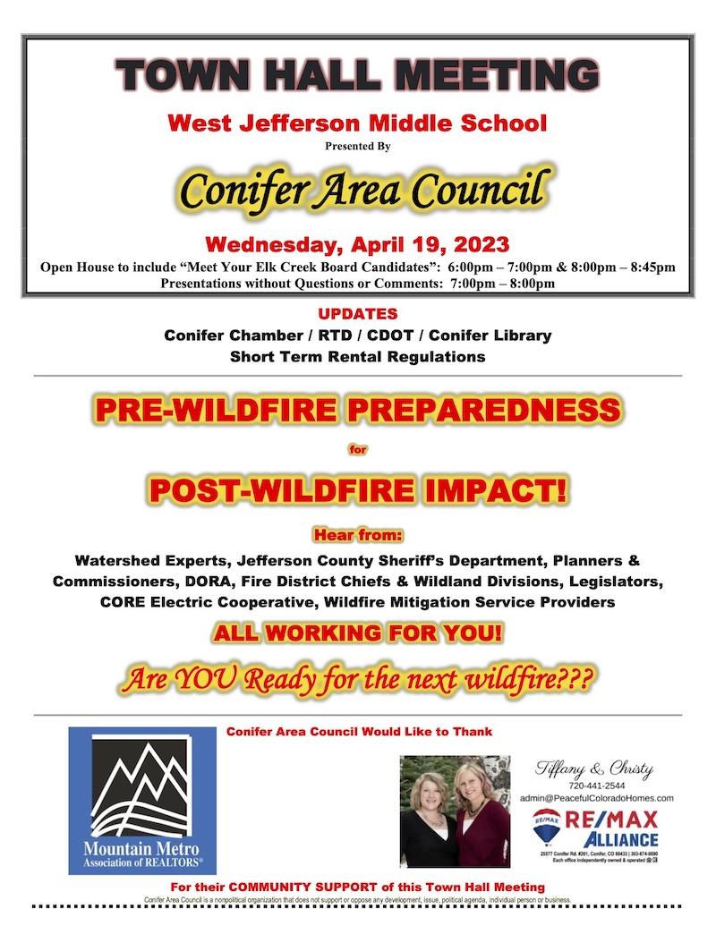 Conifer Area Council Town Hall April 2023 Meeting Agenda