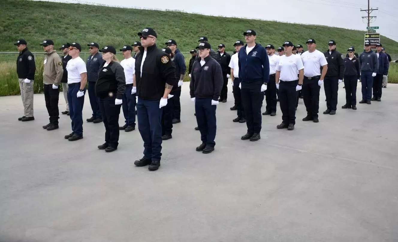 Participants in the Colorado Professional Fire Fighters Honor Guard Academy 2023